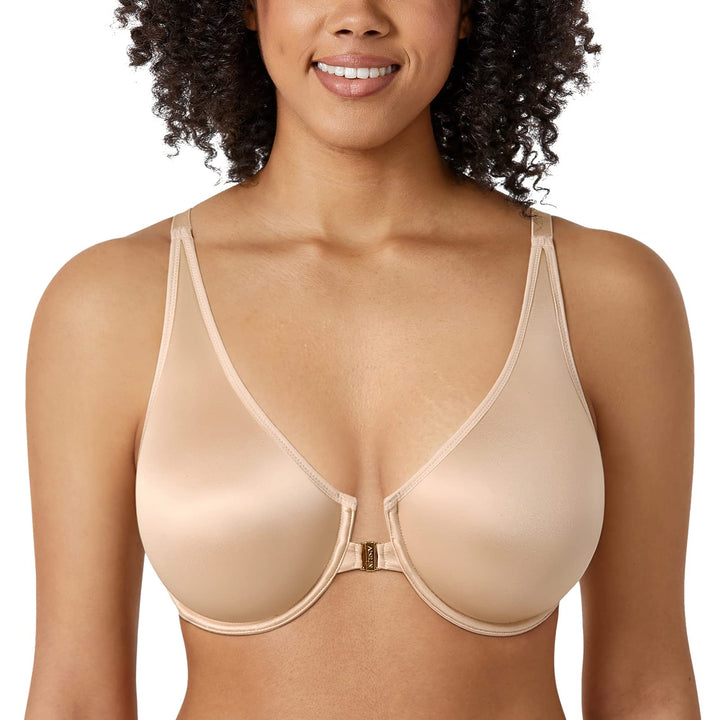 AISILIN Damen BH Vorderverschluss Nahtlos Ungefütterter Bügel Grosse Grössen 90E Beige, 90E Beige