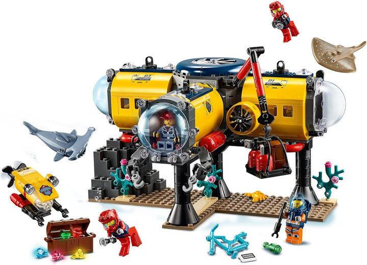 LEGO 60265 City Meeresforschungsbasis, U-Boot-Spielzeug mit Meerestieren-Figuren, tolles Geschenk fü