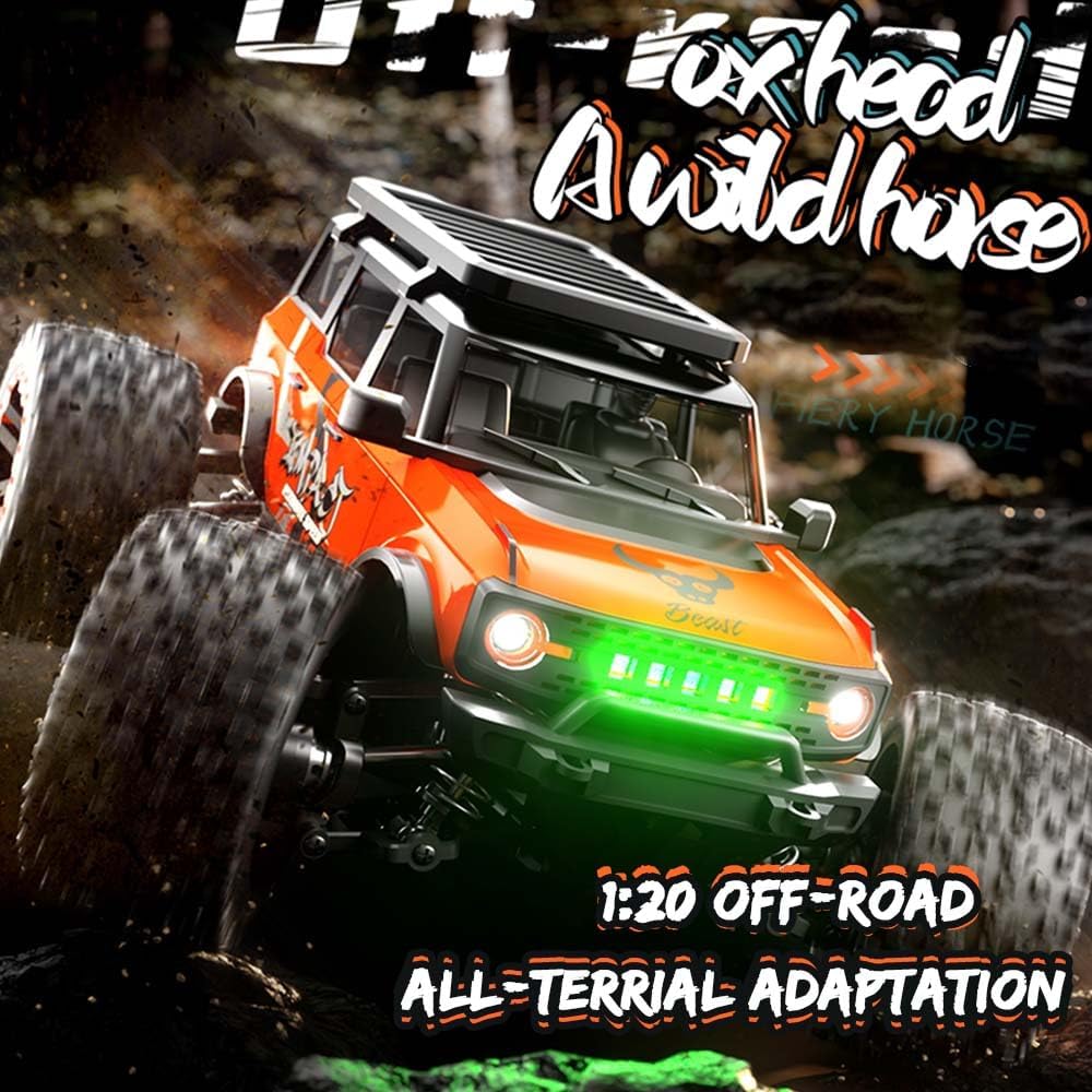 Ferngesteuertes Auto 1/20 4WD Monster Truck 40KM/H, 2.4 GHz RC Offroad Race Buggy für Erwachsene, Wa