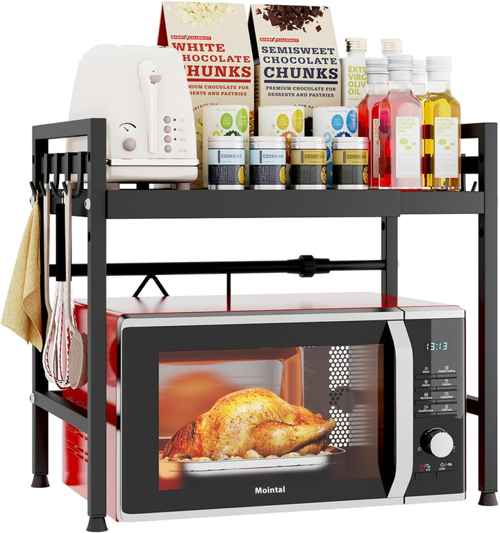 Verstellbares Mikrowellenregal, 2-Stufig Erweiterbares Küchen Mikrowelle Ständer Regal, Mikrowellenh