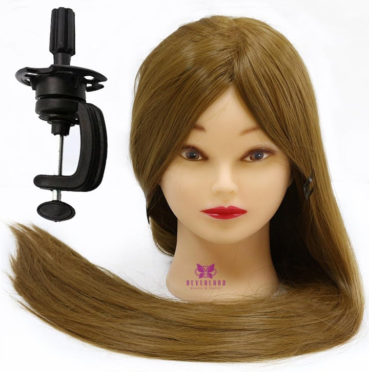 Neverland Frisierkopf Friseur Echthaar Übungskopf Friseurkopf Trainingsköpfe für Kinder (30” Braun),
