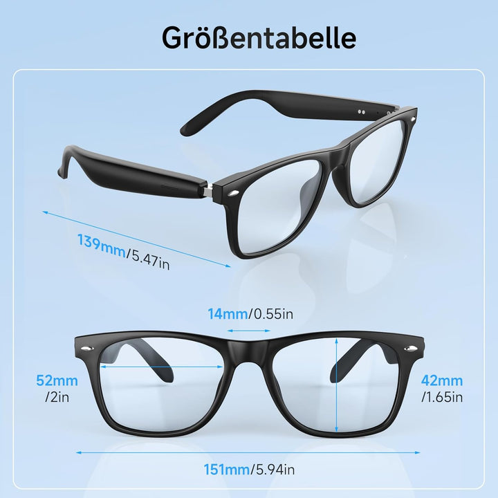 Smart Glasses Kopfhörer, Schutzbrille mit Bluetooth-Lautsprecher, UV-Schutz & Blaulichtfilter, Sprac