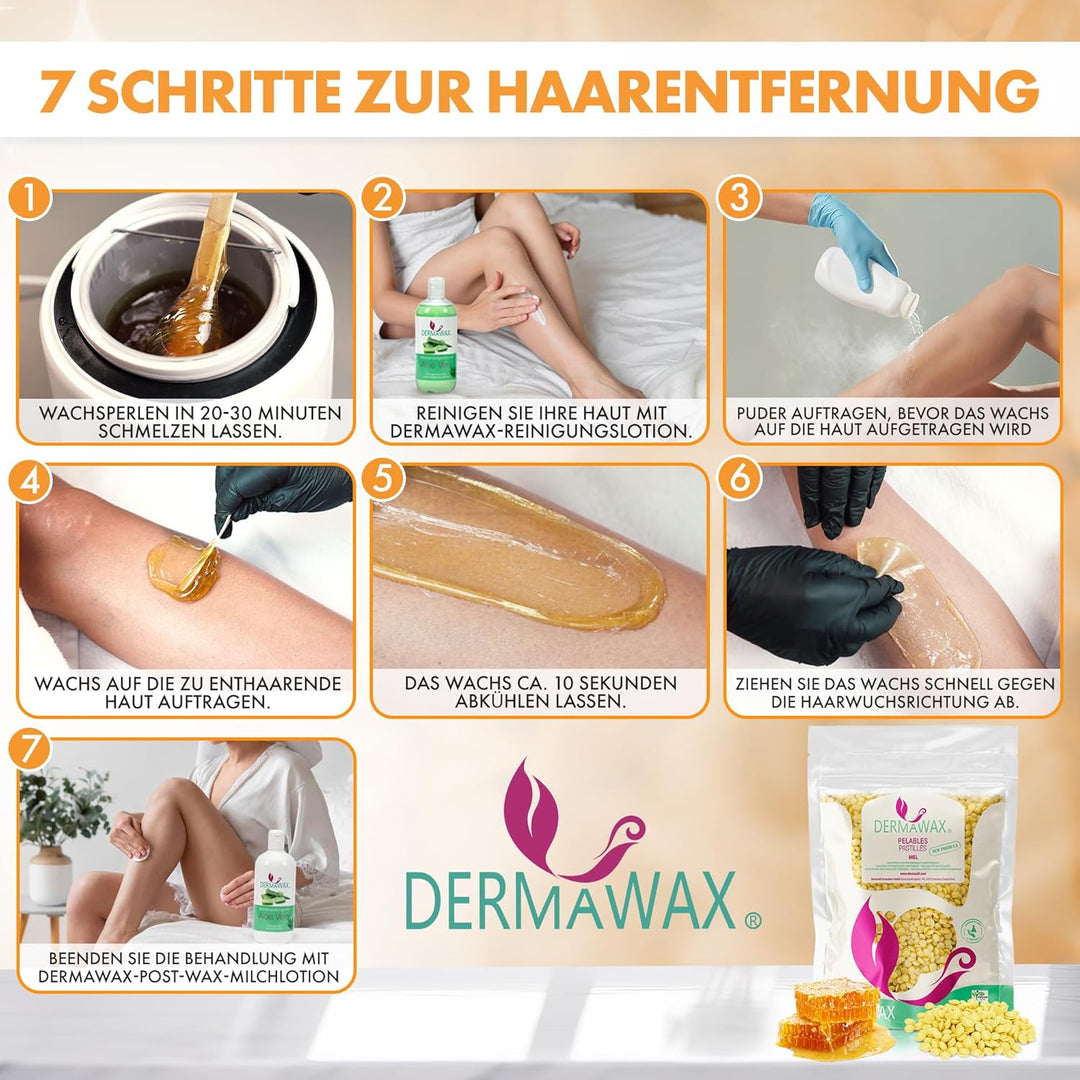 Dermawax Natural Honig Wachsperlen 1 kg – Premium Filmwachs für Enthaarung ohne Wachsstreifen, Brazi