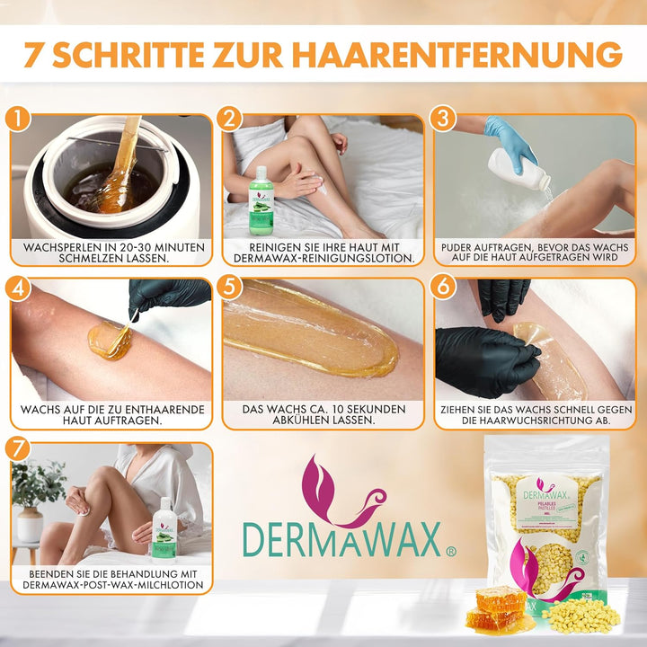 Dermawax Natural Honig Wachsperlen 1 kg – Premium Filmwachs für Enthaarung ohne Wachsstreifen, Brazi