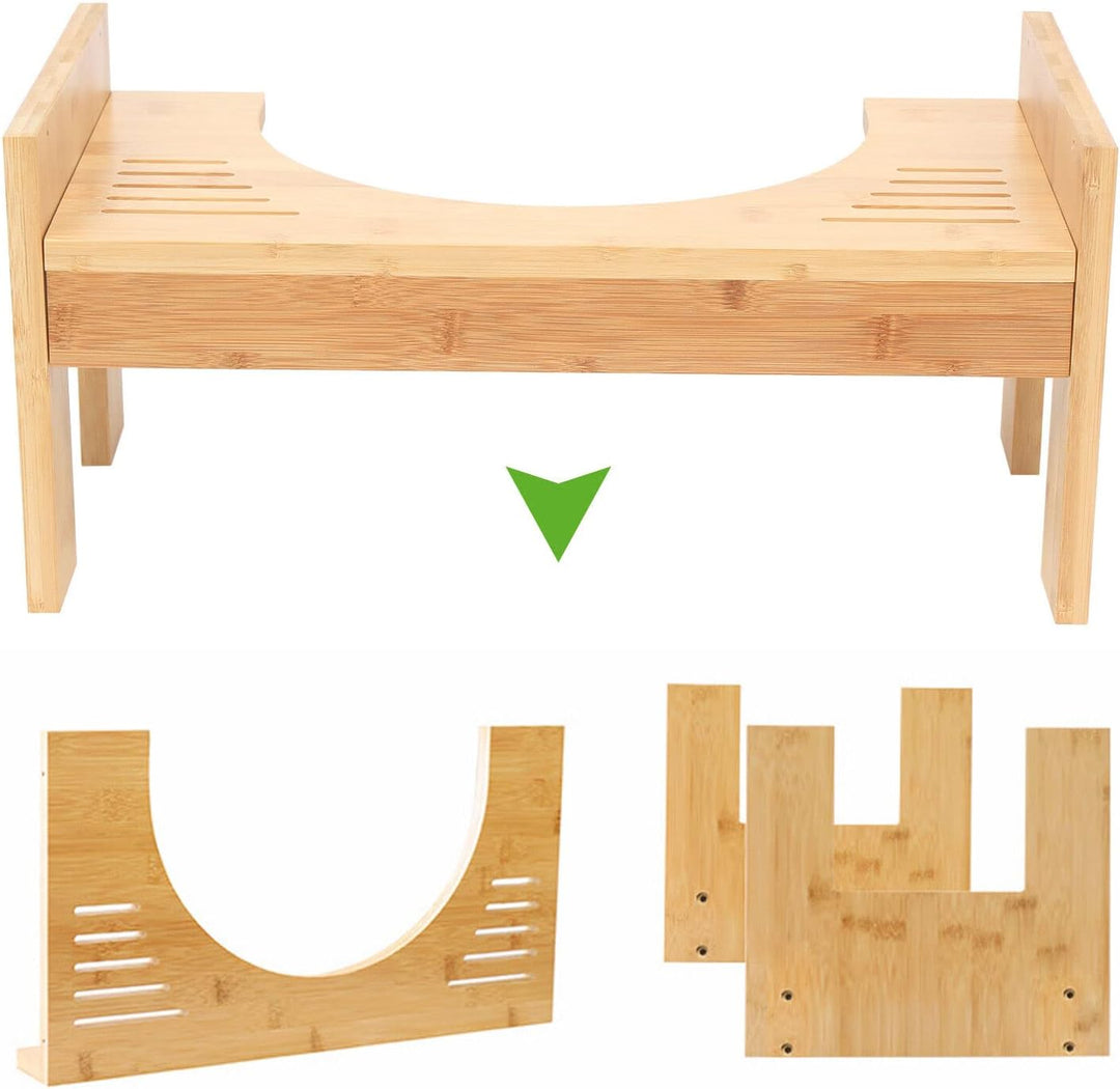 Einstellbare Toilette Schritt Hocker Bambus Holz Badezimmer Töpfchen,Kackhocker Toilette,zusammenkla
