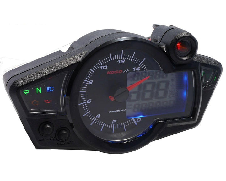 KOSO Tacho RX1N GP Style (schwarz/blau beleuchtet) mit ABE