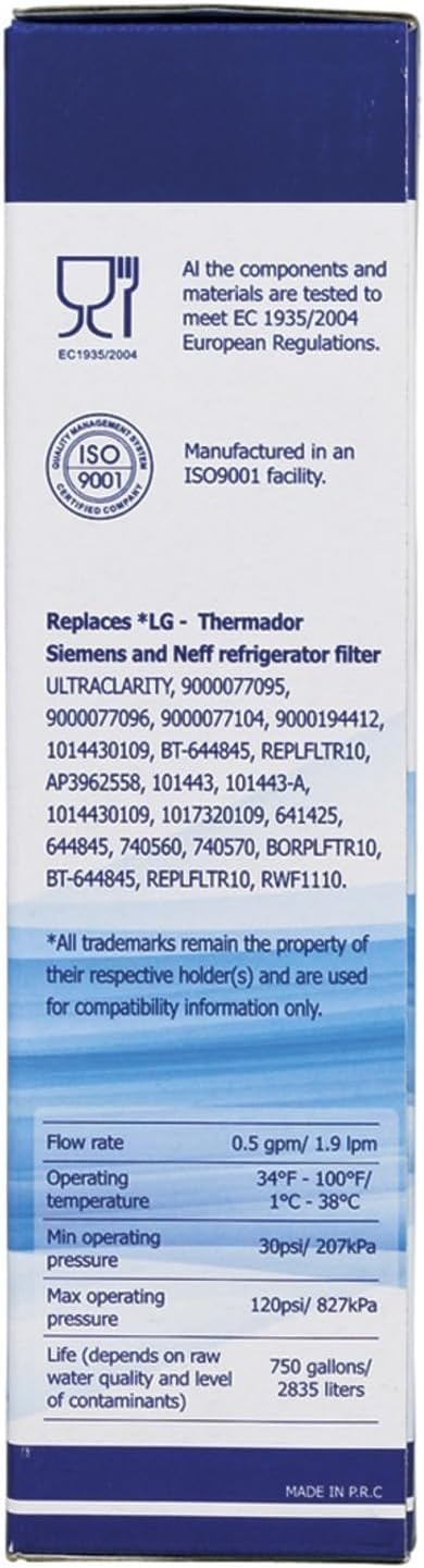 LUTH Premium Profi Parts Wasserfilter intern kompatibel mit Siemens 11034151 UltraClarity® für KühlG
