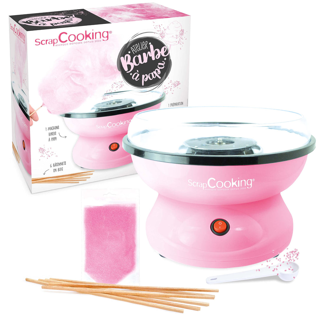ScrapCooking 3900 Zuckerwattemaschine Cotton Candy Factory Ø 28 cm, Mit Stäbchen, Messlöffel, Süsse