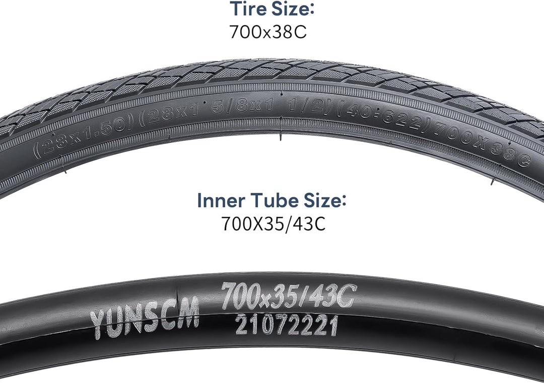 YunSCM 2er-Pack 28 Zoll Fahrradreifen 28x1.50 700x38C Mantel 38-622 und 2er-Pack 700C Schlauch 700x3