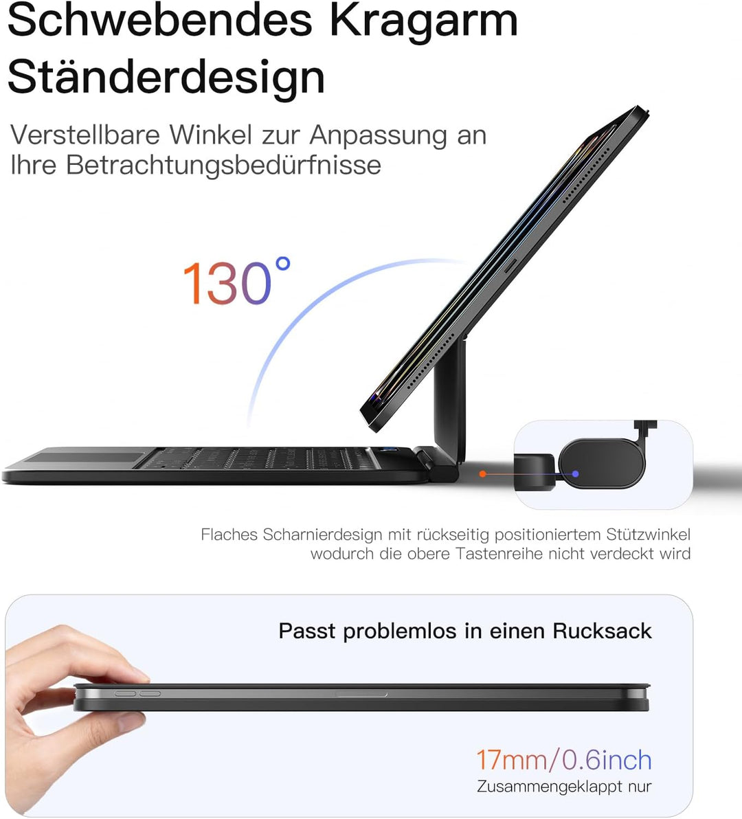 Inateck NeoMagic Magnetische Tastatur Hülle für Air 11" M4/M3/M2 (2026/2025/2024),Air 5/4,Pro 11 4/3