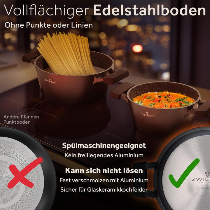 ZWIEGER 3-in-1 Brottopf 24 cm – Brotbackform mit Deckel, Schmortopf mit Deckel – Vollflächiger Edels