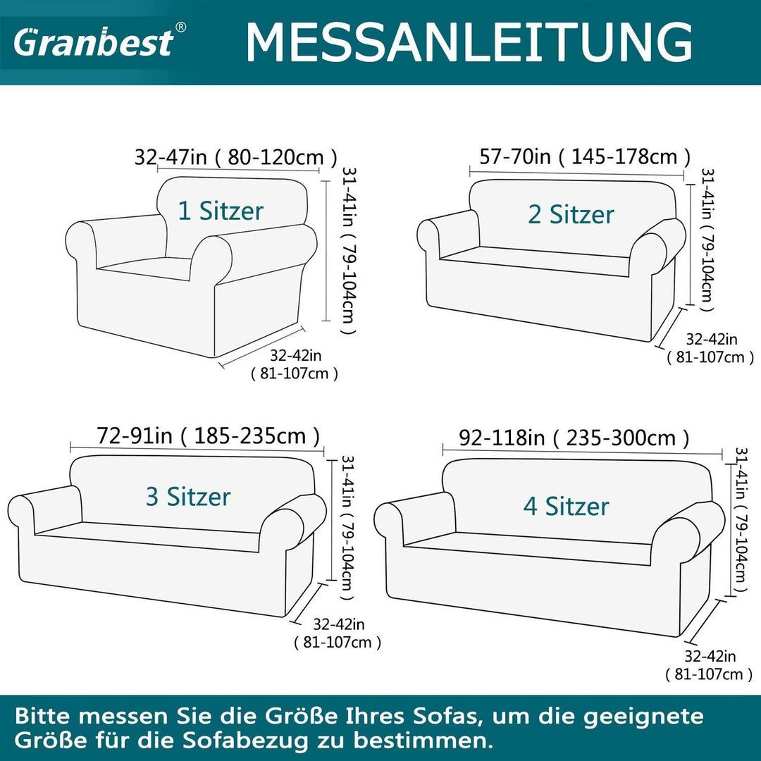 Granbest Dicke Sofabezug 3 Siter Stretch und Stilvolle Couchbezug Möbelbezüge Anti Rutsch Kratzfest