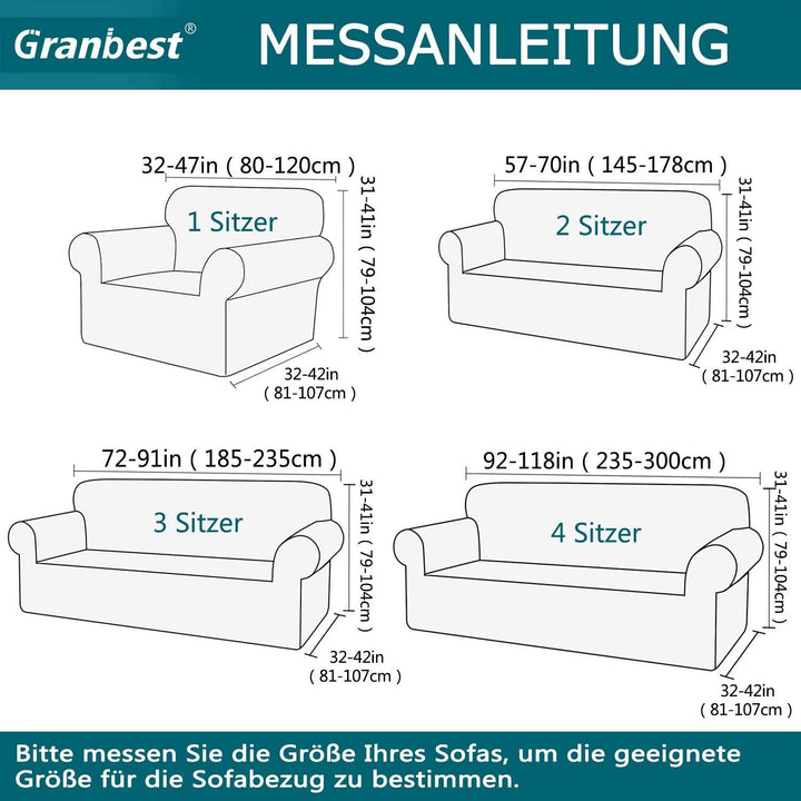 Granbest Dicke Sofabezug 3 Siter Stretch und Stilvolle Couchbezug Möbelbezüge Anti Rutsch Kratzfest