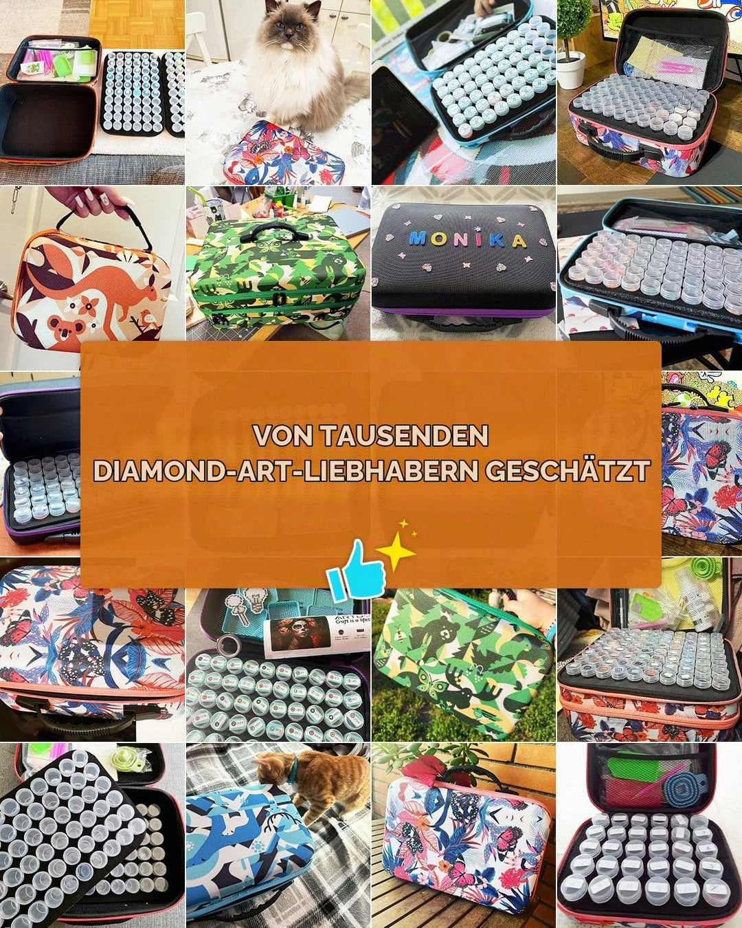 ARTDOT 5D Diamond Painting Zubehör Boxen, 120 Stück Diamant Painting Aufbewahrungsbox mit Koffer Tri