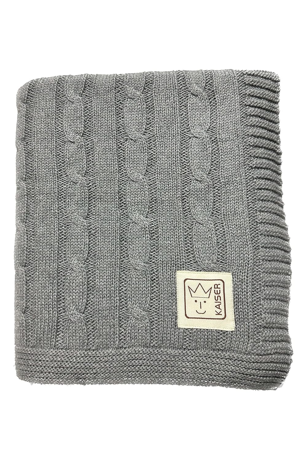 Kaiser 6521823 Cable Knitt - Babydecke Strick 100% Bio Baumwolle (KBA), atmungsaktive Babydecke, Neu