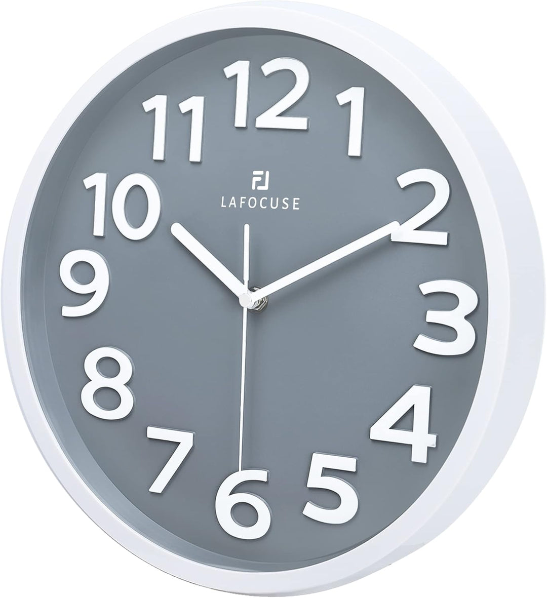 Lafocuse 3D Ziffern Lautlos Wanduhr Grau, Modern Wanduhr 30cm Leicht zu Lesen, Ohne Ticken Geräuschl