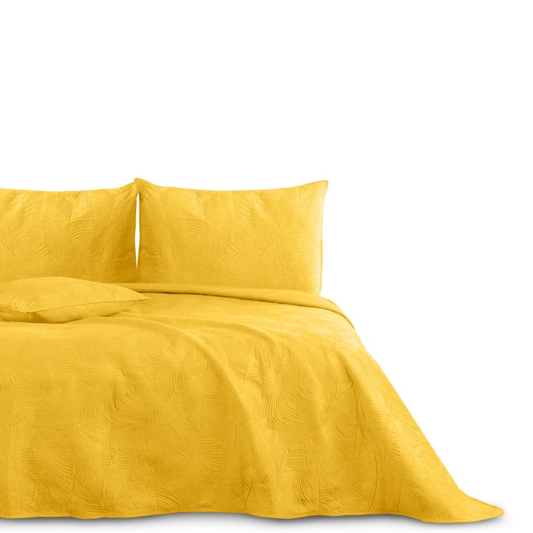 AmeliaHome Tagesdecke 260x280 cm gestrickt Velvet Samt Palsha Gelb Palsha Gelb 260x280 cm, Palsha Ge
