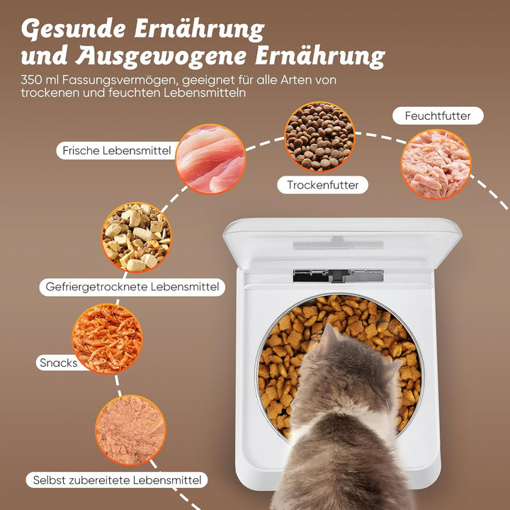 Futterautomat Katze nassfutter mit 350 ml Katzennapf,Nassfutterautomat für Katzen und Hunde Kleine,A