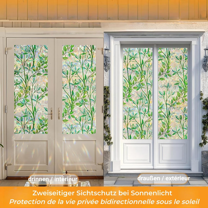 Cinbee 3D Fensterfolie Selbsthaftend Regenbogen Folie Fenster Blickdicht Dekorfolie Bunt (Transparen