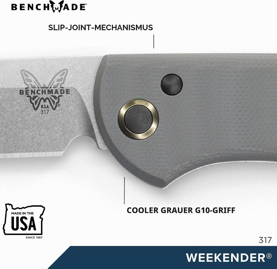 Benchmade Weekender 317 Cool Grey G10 - Stonewash Finish, Cool Grey G10 - Stonewash Finish
