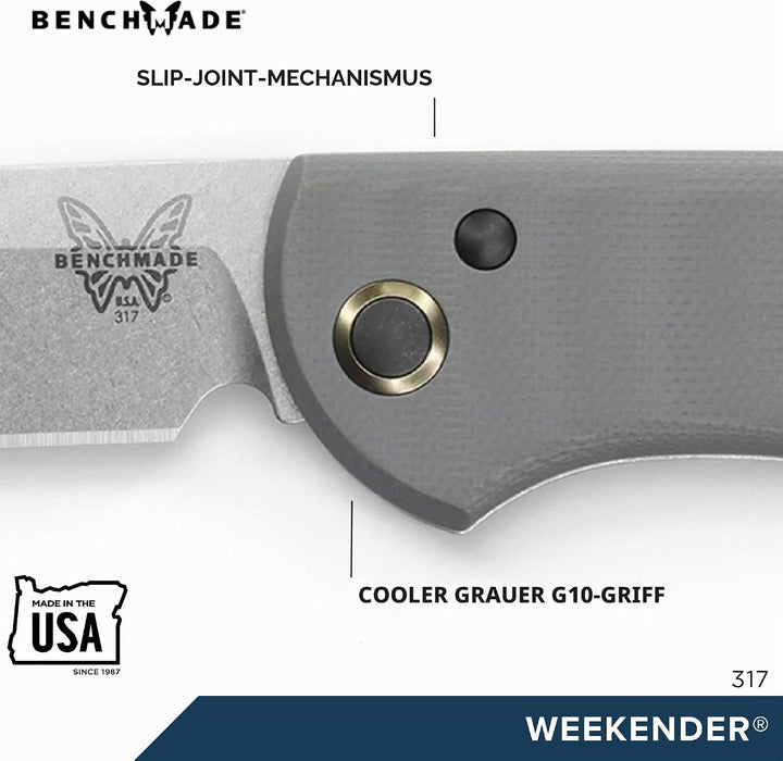 Benchmade Weekender 317 Cool Grey G10 - Stonewash Finish, Cool Grey G10 - Stonewash Finish
