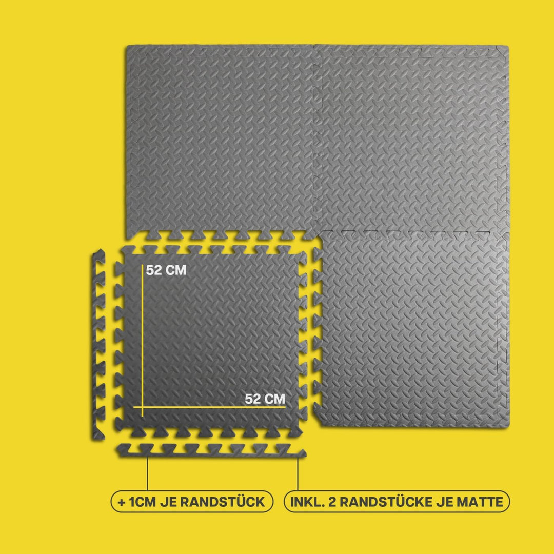 Schutzmatten 52 cm x 52 cm - Extradick 1,2 cm - Set - Gymnastikmatte Bodenschutzmatte Puzzlematte -