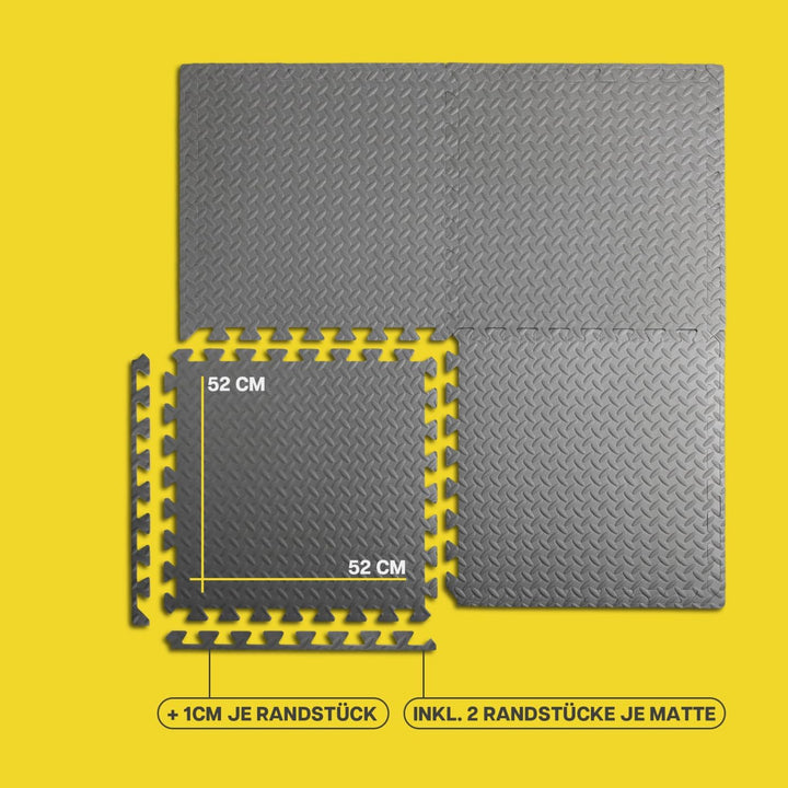 Schutzmatten 52 cm x 52 cm - Extradick 1,2 cm - Set - Gymnastikmatte Bodenschutzmatte Puzzlematte -