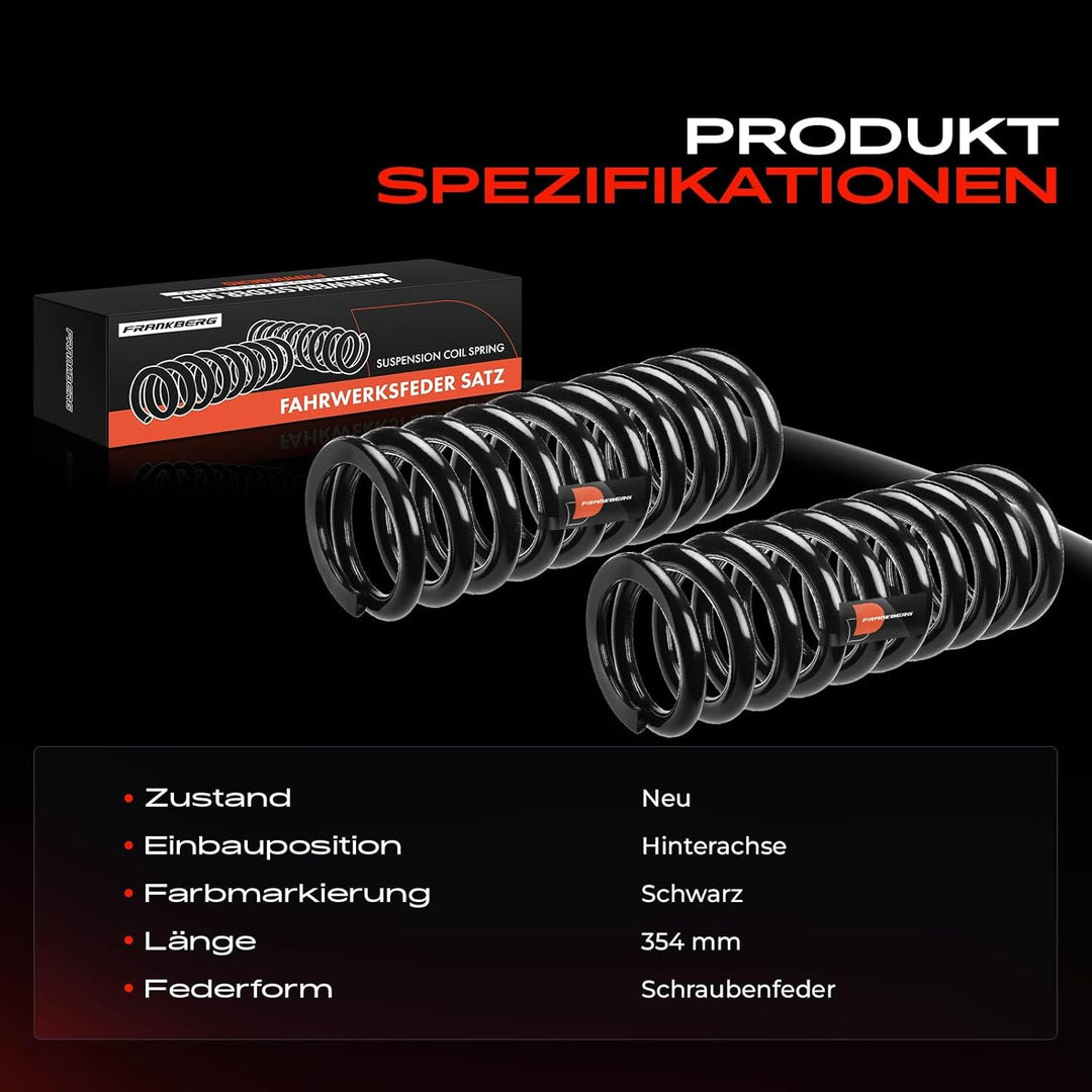 Frankberg 2x Federn Fahrwerksfeder Hinterachse Kompatibel mit SL R129 280 300 320 Cabriolet 1989-200