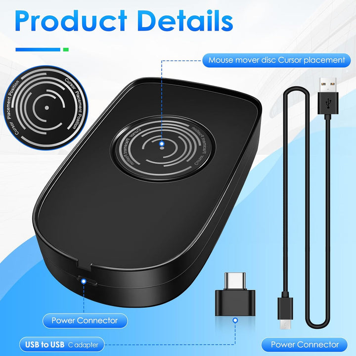 Maus Jiggler 2 DPI USB Mechanischer Maus Beweger mit USB-zu-Typ-C-Adapter Tragbarer Treiberfreier Ma