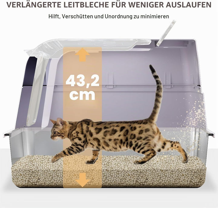 Edelstahl Katzenklo, XXL Katzenklo mit Deckel, Leicht zu Reinigen, Katzentoilette mit Hohem Rand aus