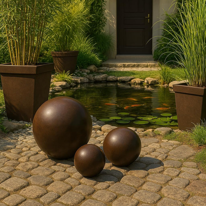 Keramik Kugel 30 cm Gartenkugel Dekokugel Gartenfigur Dekoration aus frostfester, witterungsbeständi