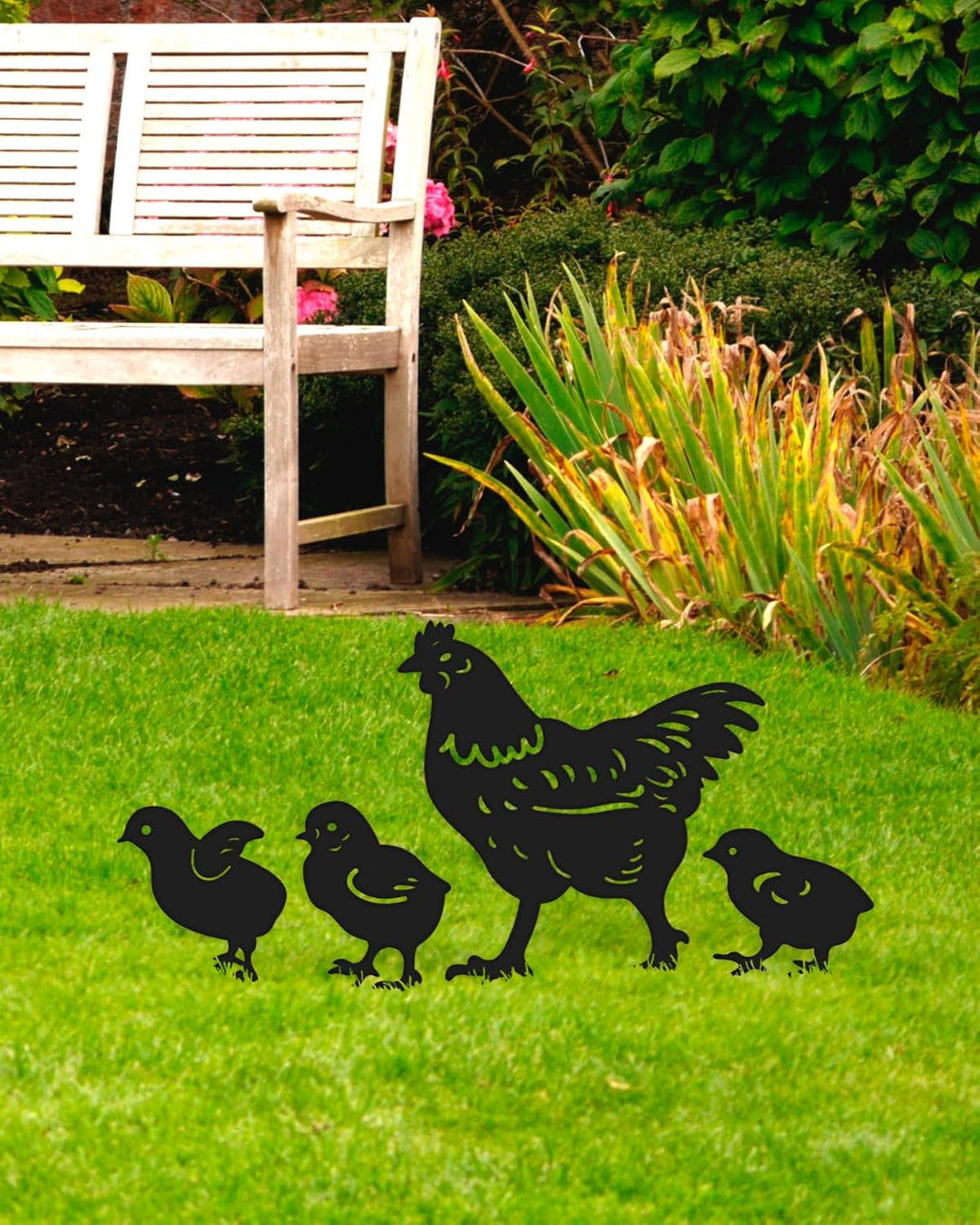 Gartenstecker - Metall Huhn - Rostfiguren für den Garten - Rostige Tiere - Dekorative Tiere für den