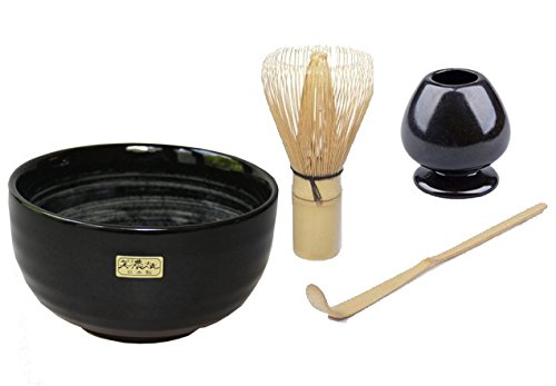 Quertee - Matcha Set - Original japanische Matcha Schale Aqua - 400 ml PLUS Matcha Besen Chasen - Ma