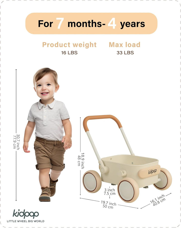 Kidpop PULA 2-in-1 Baby Lauflernwagen, Indoor und Outdoor Baby Spielzeug, Multifunktionale Lauflernh