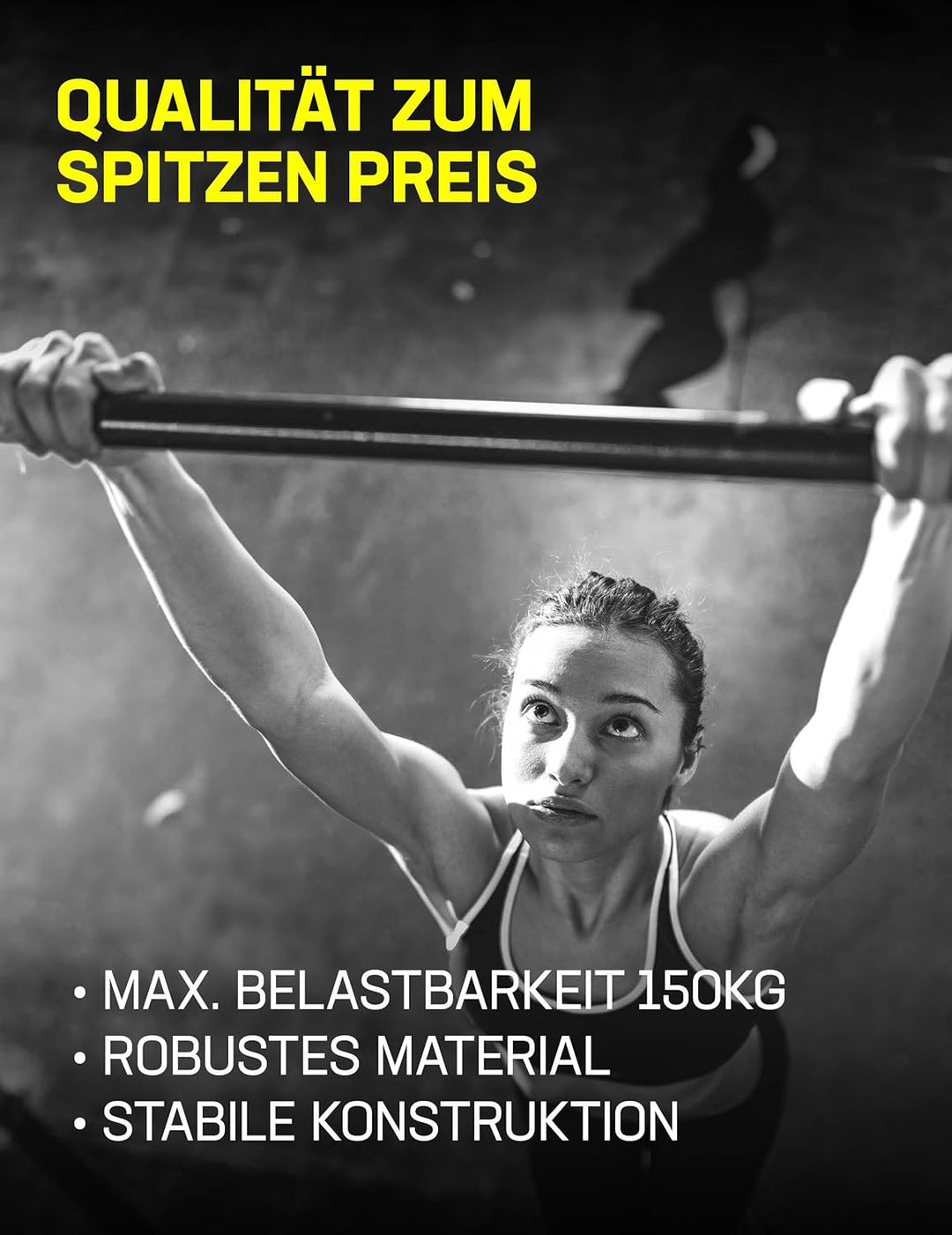 SPORTINATOR® Klimmzugstange zum Einspannen im Türrahmen, für dein Home-Gym. Länge 60–102 cm, kompakt