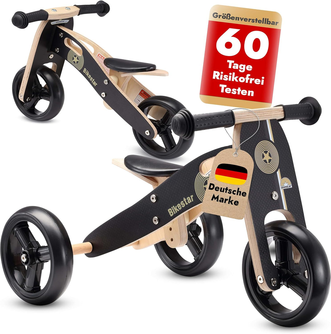 BIKESTAR Mini Kinder Laufrad Holz Lauflernrad mit DREI Rädern für Jungen und Mädchen ab 1 – 1,5 Jahr