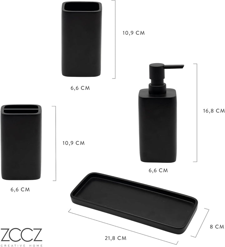ZCCZ Badezimmer Set 4 Teile – Badezimmer Organizer mit Zahnbürstenhalter, Zahnputzbecher, Seifenspen