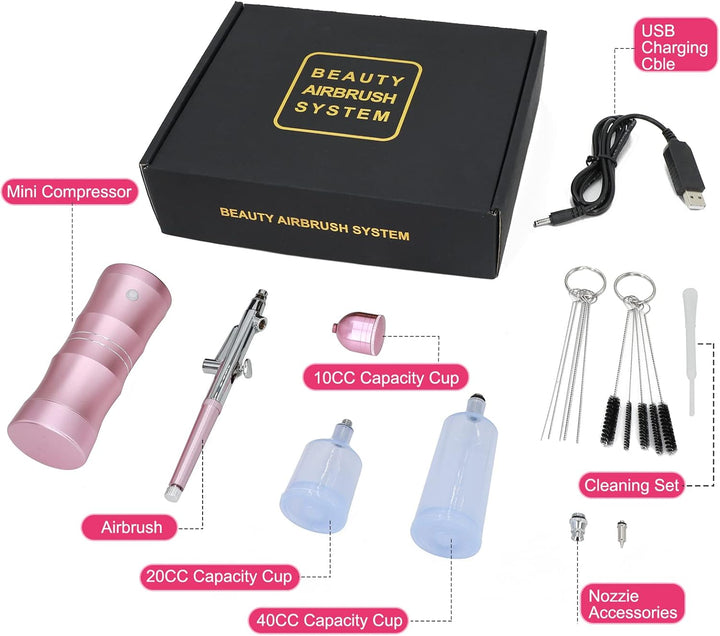 Ykall Airbrush-Kit mit Luftkompressor, Verbessertes 7,4V 34PSI Airbrush-Set, Wiederaufladbare, Tragb