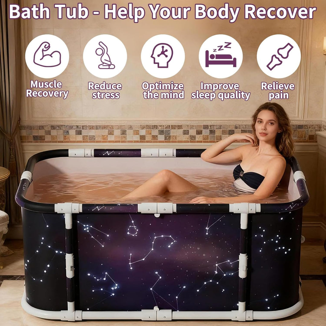 Simcat Tragbare faltbare Badewanne, grosse Einweichbadewanne für heisse Dusche und Eisbad, freistehe