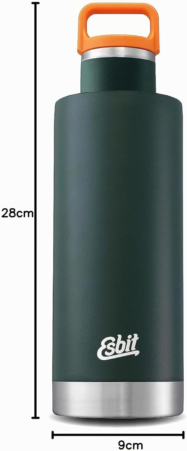 Esbit Isolierflasche Sculptor - Edelstahl Trinkflasche 1000 ml in Grün - für warme und kalte Getränk