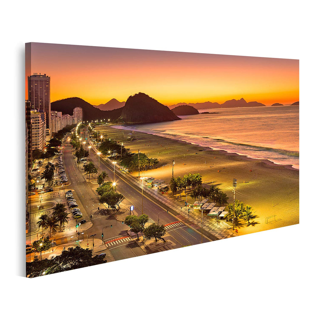 islandburner Bild auf Leinwand Copacabana Strand In Der Morgendämmerung In Rio De Janeiro Brasilien