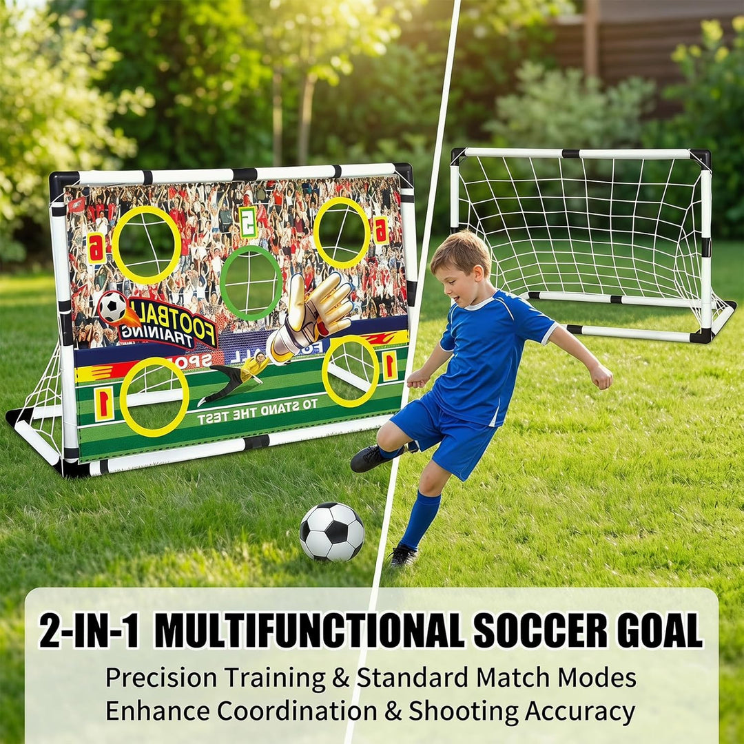 XL Fussballtor Set - Fussballtor Kinder Garten Set - Faltbares Fussballtor Kinder Outdoor mit Netz,