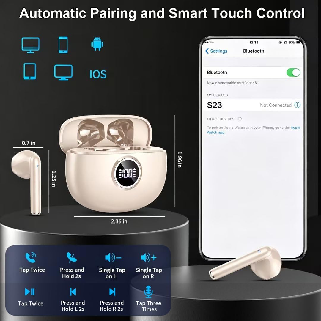 Drsaec Bluetooth Kopfhörer, 2026 Neu 6D Tiefer Bass In Ear Kopfhörer Kabellos Bluetooth 5.3 Kabellos