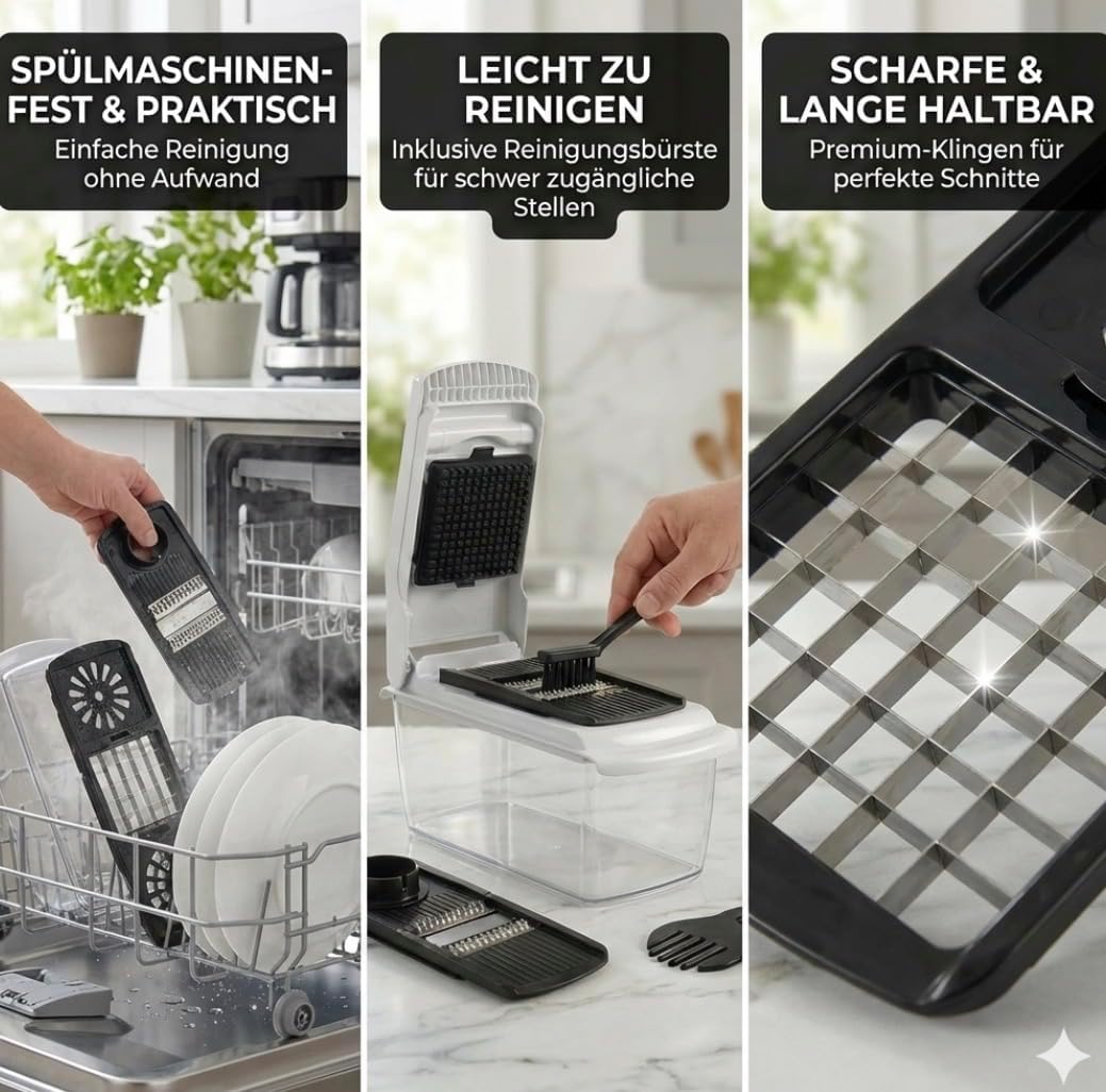 Gemüseschneider 22‑in‑1 – Spiralschneider, Zwiebel Zerkleinerer & Zwiebelschneider – Gemüsehobel, Ma