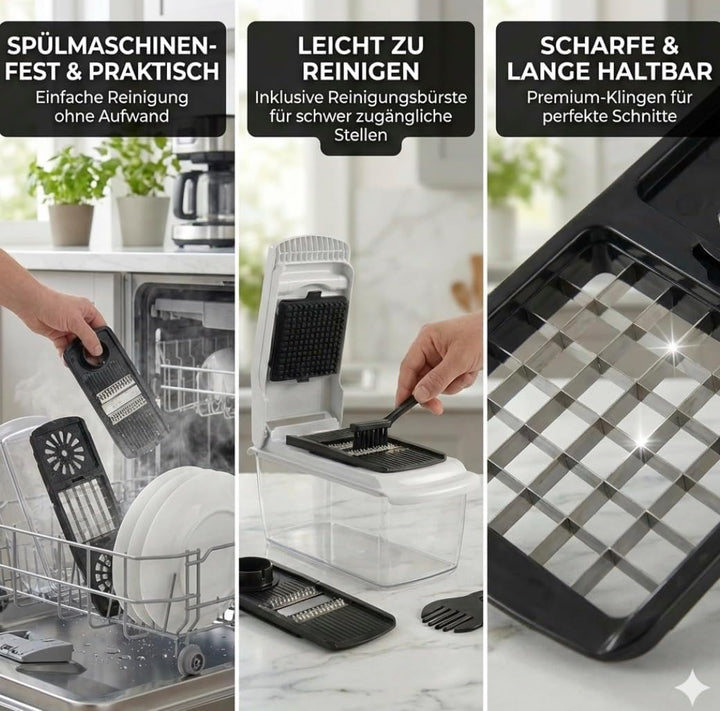 Gemüseschneider 22‑in‑1 – Spiralschneider, Zwiebel Zerkleinerer & Zwiebelschneider – Gemüsehobel, Ma