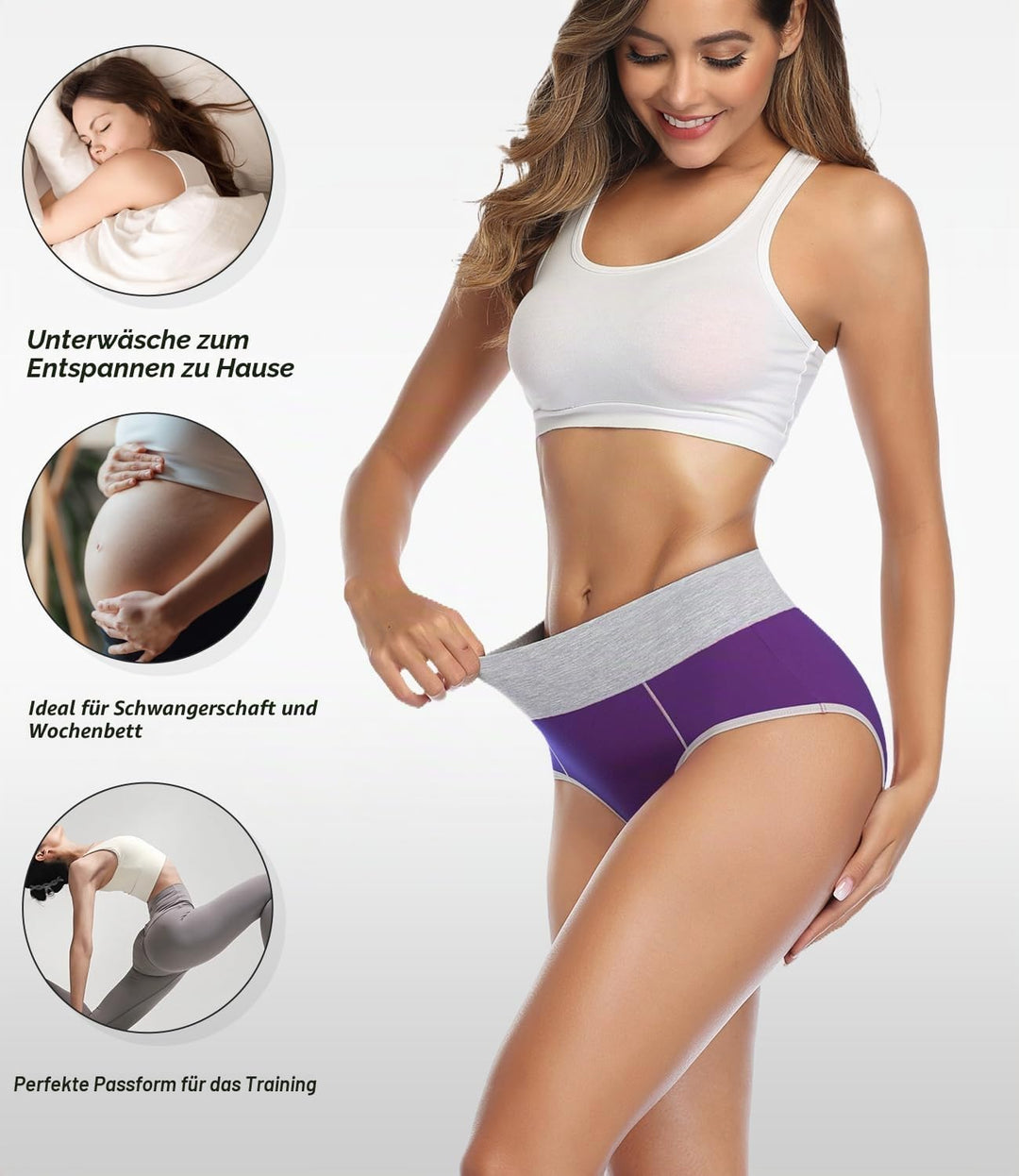 wirarpa Unterhosen Damen Baumwolle Unterwäsche Frauen Taillenslip Hohe Taille Slip 5er Pack XS Mehrf