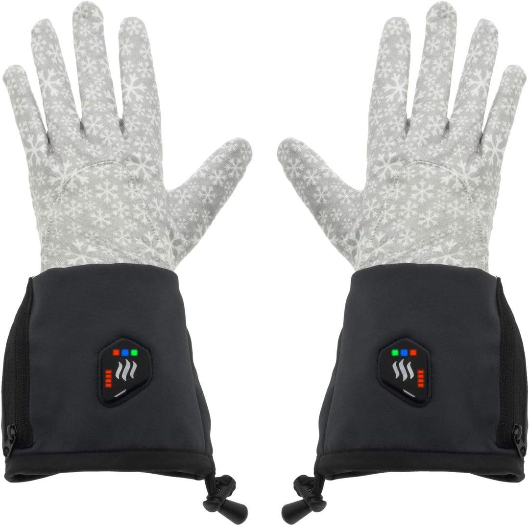 Glovii GEG Akku Beheizte Thermoaktive Universal Handschuhe, Grössen S-M, L-XL, Hellgrau-Schwarz, Sch