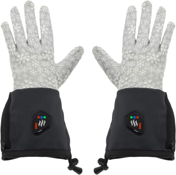 Glovii GEG Akku Beheizte Thermoaktive Universal Handschuhe, Grössen S-M, L-XL, Hellgrau-Schwarz, Sch