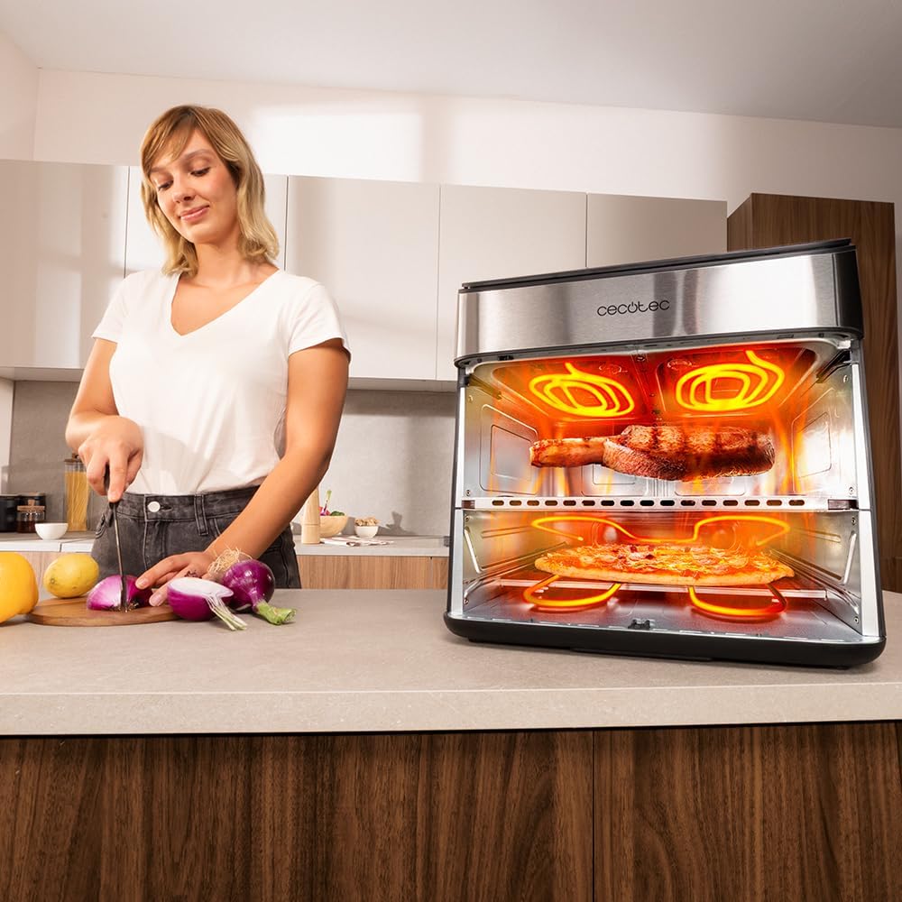 Cecotec Heissluftfritteuse und Ofen 18L Cecofry FoodCourt 18000 4Pizza+. 2700W, Pizzaofen 12" inklus