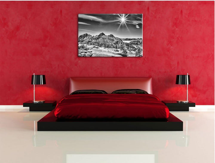 Monocrome, Tannheimer Tal, Format: 100x70 auf Leinwand, XXL riesige Bilder fertig gerahmt mit Keilra